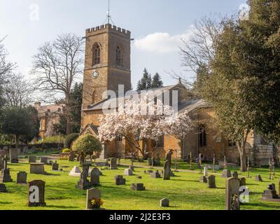 Church of St Peter and St Paul in Spring, Abington Park, Northampton, UK; known locally as the church in the park. Stock Photo