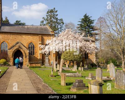 Church of St Peter and St Paul in Spring, Abington Park, Northampton, UK; known locally as the church in the park. Stock Photo