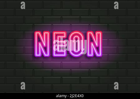 Editable text effects Neon , words and font can be changed Stock Vector