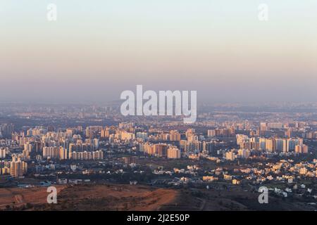 Cityscape of Pune city from Bopdev Ghat, Pune, Maharashtra, India Stock ...