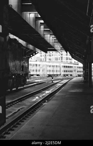 The industrial train platform at the downtown Ogilvie train station