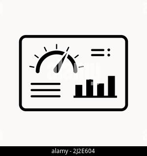 dashboard icon, kpi widget, performance data indicator, thin line symbol on white background - editable stroke vector illustration Stock Vector