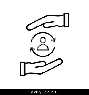 care customer icon, total inclusive service, line symbol on white background - editable stroke vector illustration Stock Vector