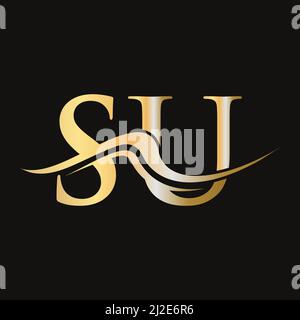Letter SU Logo Design. Initial SU Logotype Template For Business And Company Logo Stock Vector