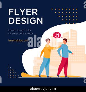 Man asking question other man in park. Problem, confusion. Flat vector illustration. Talk and search service concept can be used for presentations, ba Stock Vector