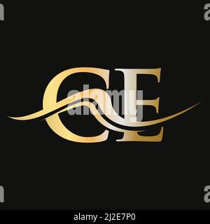 CE C E Letter Logo Design with Swoosh and Black Lines. Modern Creative ...