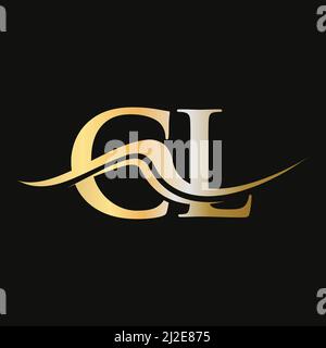 premium CL logo monogram with gold circle frame. luxury initials design ...
