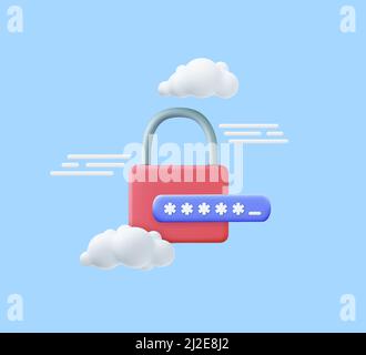 3d lock and password field. Stock Vector