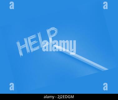 Help word writing on black paper and yellow pencil. Business or healthcare concept. Stock Photo