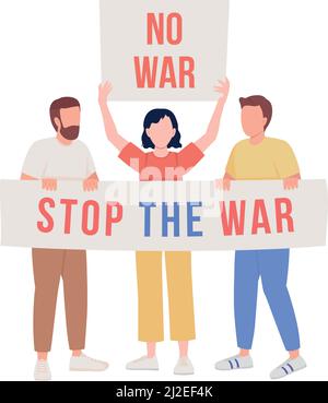 Stop war semi flat color vector characters Stock Vector