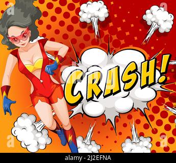 Abbreviation and facial expression retro comic banner design illustration Stock Vector