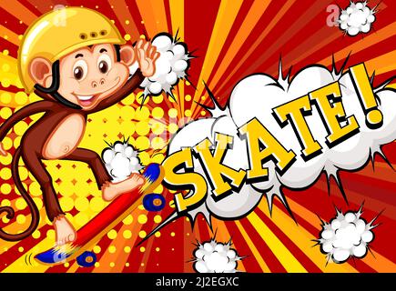 Abbreviation and facial expression retro comic banner design illustration Stock Vector
