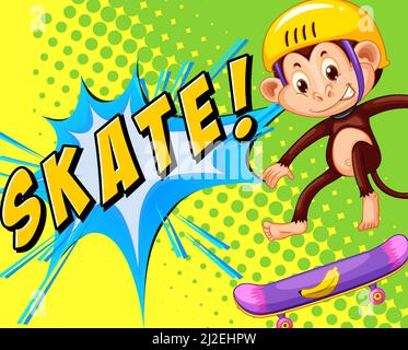 Abbreviation and facial expression retro comic banner design illustration Stock Vector