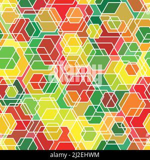 Honeycomb seamless pattern. Repeated overlap hexagon motif texture print Stock Vector