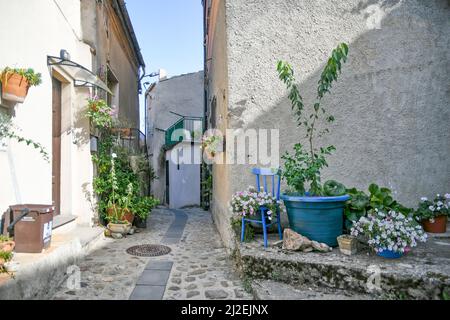 A narrow street in Acri, a village in Calabria, Italy. Stock Photo