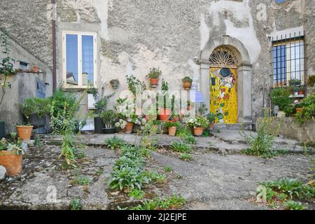 A narrow street in Acri, a village in Calabria, Italy. Stock Photo