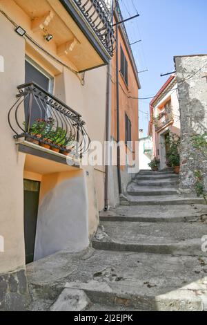 A narrow street in Acri, a village in Calabria, Italy. Stock Photo