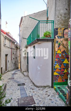 A narrow street in Acri, a village in Calabria, Italy. Stock Photo