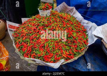 Chillies in market, Salvador, Brazil Stock Photo