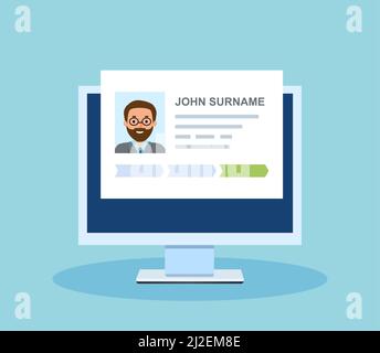 Employees CV, candidates resume man. card ID. Job applications, avatars, personal information. Stock Vector