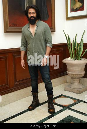 March 31, 2022, New Delhi, India: Bollywood actor Yash during the promotion of KGF:Chapter 2 (Credit Image: © Jyoti Kapoor/Pacific Press via ZUMA Press Wire) Stock Photo