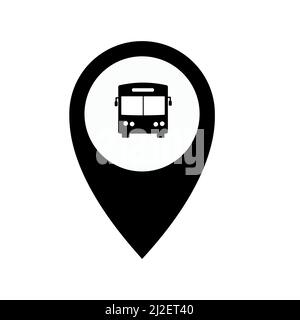 Map pointer with bus icon, Bus Stop Pointer icon Stock Vector