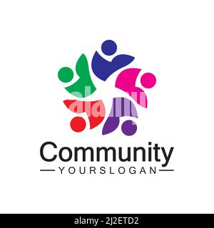 Community Logo Design Template for Teams or Groups.network and social icon design Stock Vector