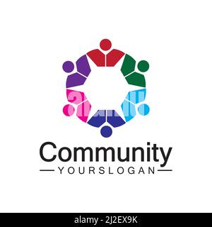 Community Logo Design Template for Teams or Groups.network and social icon design Stock Vector