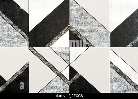 Beige-brown ceramic tile with abstract geometric pattern. Stock Photo