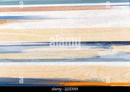 Ceramic tile with blue and beige stripes and wood texture. Stock Photo