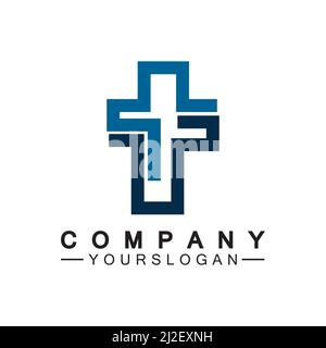 Church logo.Illustration of modern, clean church cross sign for a modern church sign.Icon of christian cross. Sign of catholic, religious and orthodox Stock Vector