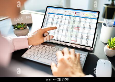 Spreadsheet Data Business Work On Office Tablet Stock Photo