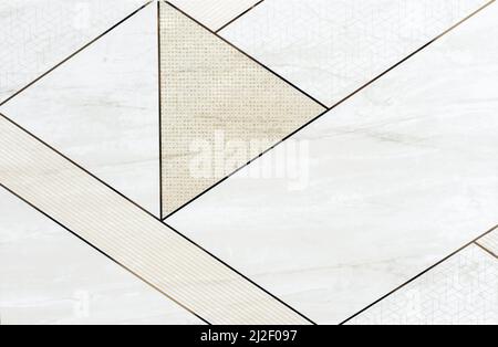 Ceramic tiles with geometric patterns and marble texture. Stock Photo