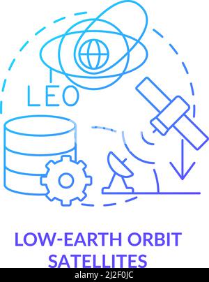 Low-earth orbit satellites blue gradient concept icon Stock Vector