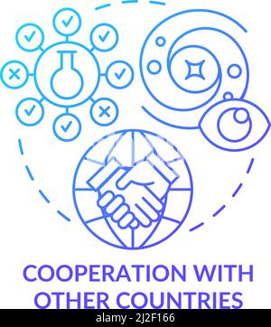 Cooperation with other countries blue gradient concept icon Stock Vector