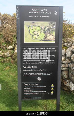 Carn Euny Information Board Stock Photo