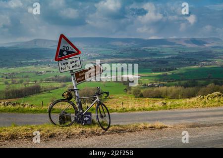 Ribble Cycles road bike on top of Jeffery Hill, Lancashire, UK Stock Photo