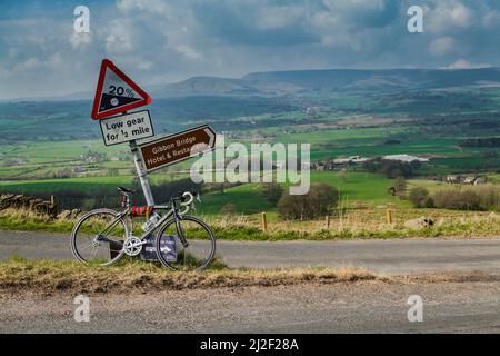 Ribble Cycles road bike on top of Jeffery Hill, Lancashire, UK Stock Photo