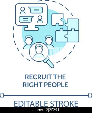 Recruit right people turquoise concept icon Stock Vector