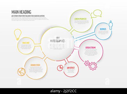 Vector multipurpose Infographic template with title and circle  elements options around big circle. Multipurpose Infochart with modern colors. Infogra Stock Vector