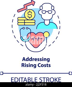 Addressing rising costs concept icon Stock Vector