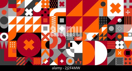 Seamless Abstract Vector Bauhaus Swiss Geometric Pattern Design Background  Stock Vector