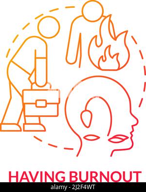 Having burnout red gradient concept icon Stock Vector