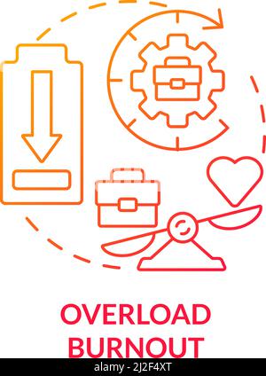 Overload burnout red gradient concept icon Stock Vector