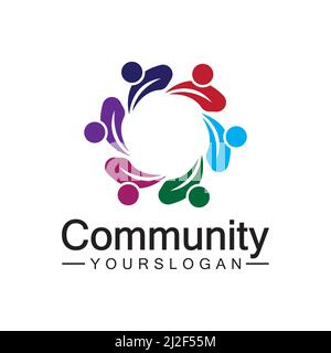 Community Logo Design Template for Teams or Groups.network and social icon design Stock Vector