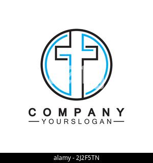Church logo.Illustration of modern, clean church cross sign for a modern church sign.Icon of christian cross. Sign of catholic, religious and orthodox Stock Vector