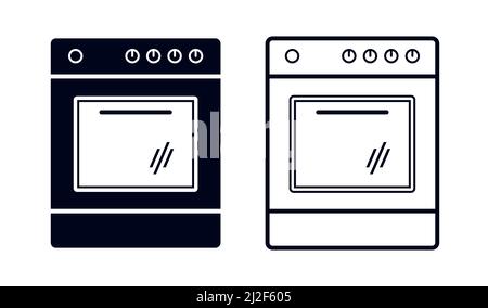Modern kitchen oven or cooking stove symbol vector illustration icon Stock Vector