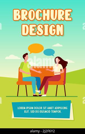 Young couple arguing at home. Man and woman sitting on couch and talking flat vector illustration. Conflict, relationship, communication concept for b Stock Vector