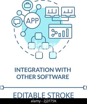 Integration with other software turquoise concept icon Stock Vector