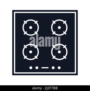 Ceramic hob symbol with 4 cooking surfaces vector illustration icon Stock Vector